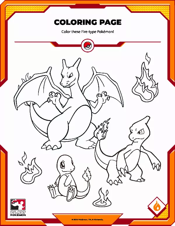 Fire Pokémon Colouring Sheet
